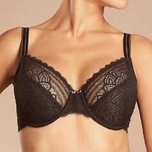 Chantelle 1741 Black Lace Underwire Bra 32 DDDD